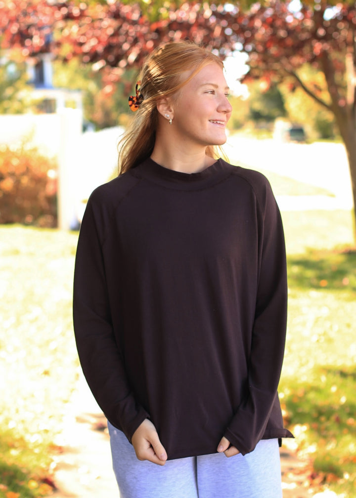 Pima Cotton Mock-Neck Raglan Tunic
