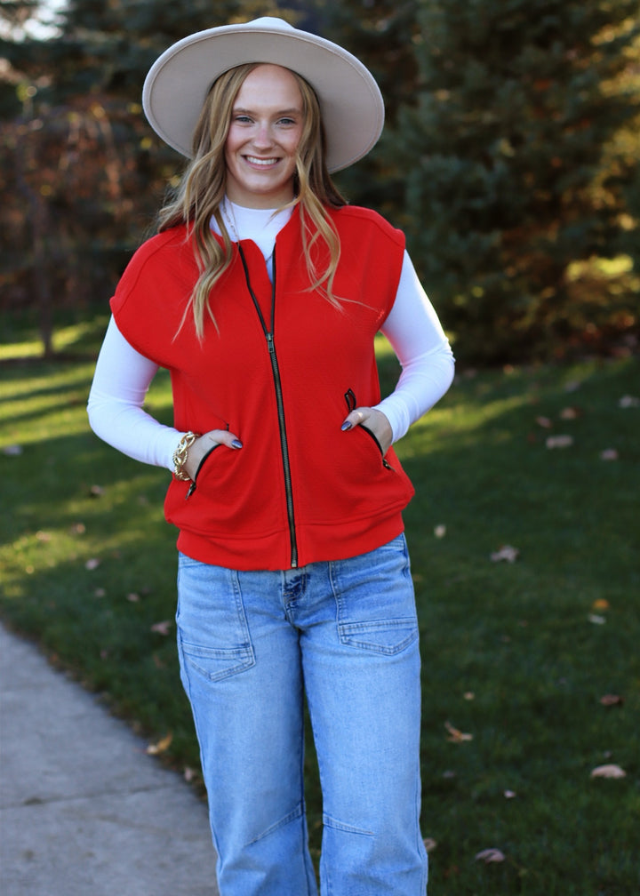 CLEARANCE FINAL SALE Riley Modern Vest in Red