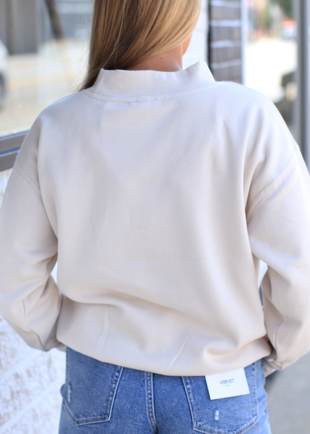 The Lake House Mockneck Sweatshirt in Beige