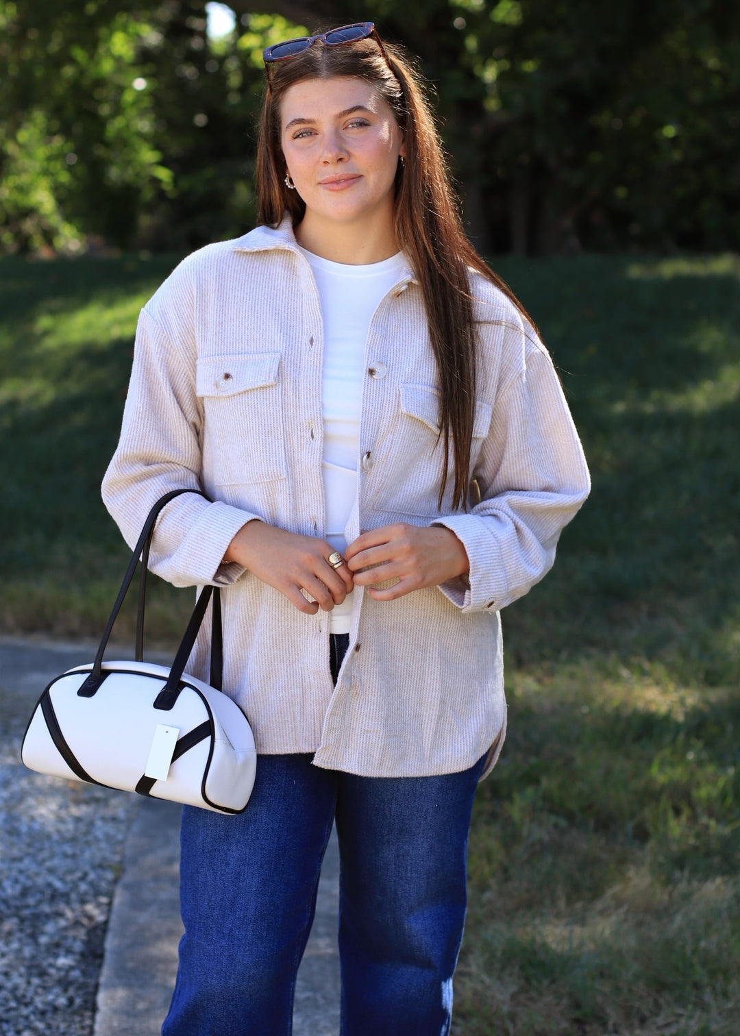 RESTOCK Fall Season Two Tone Shacket in Oatmeal
