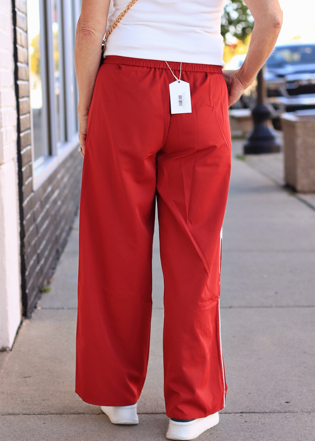 Wide Leg Track Pants W/ Piping Detail