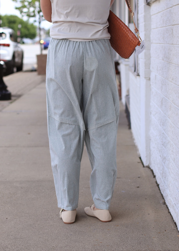 The Olive Grove Stripe Barrel Pant