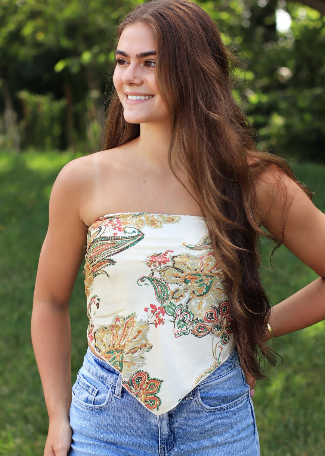 Paisly Satin Bandana Tube Top