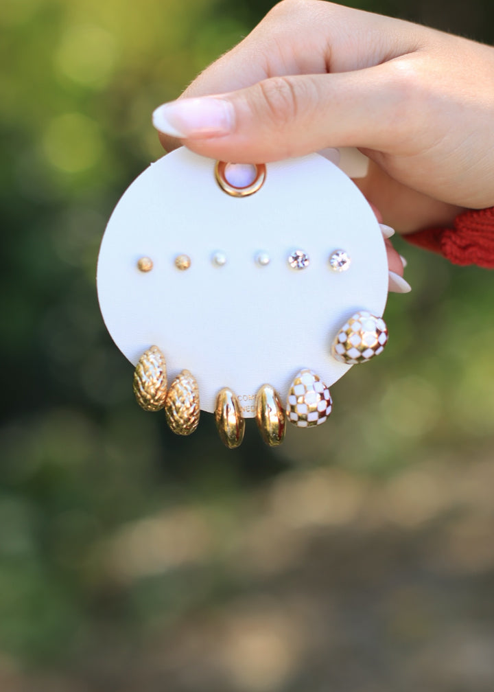 Mixed Huggie And Stud Earrings Set