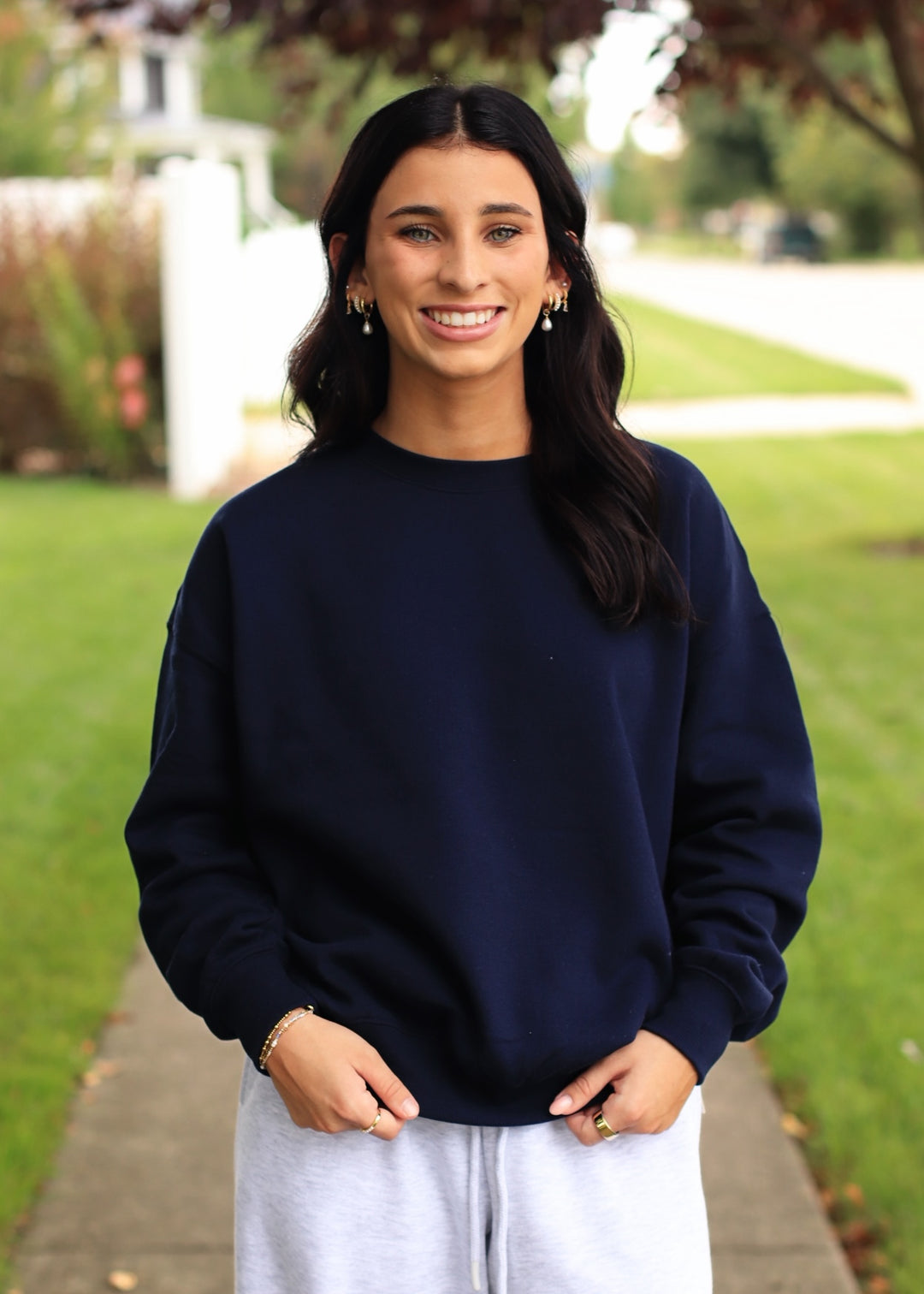 Fleece Basic Relaxed Fit Crew Neck in Deep Navy