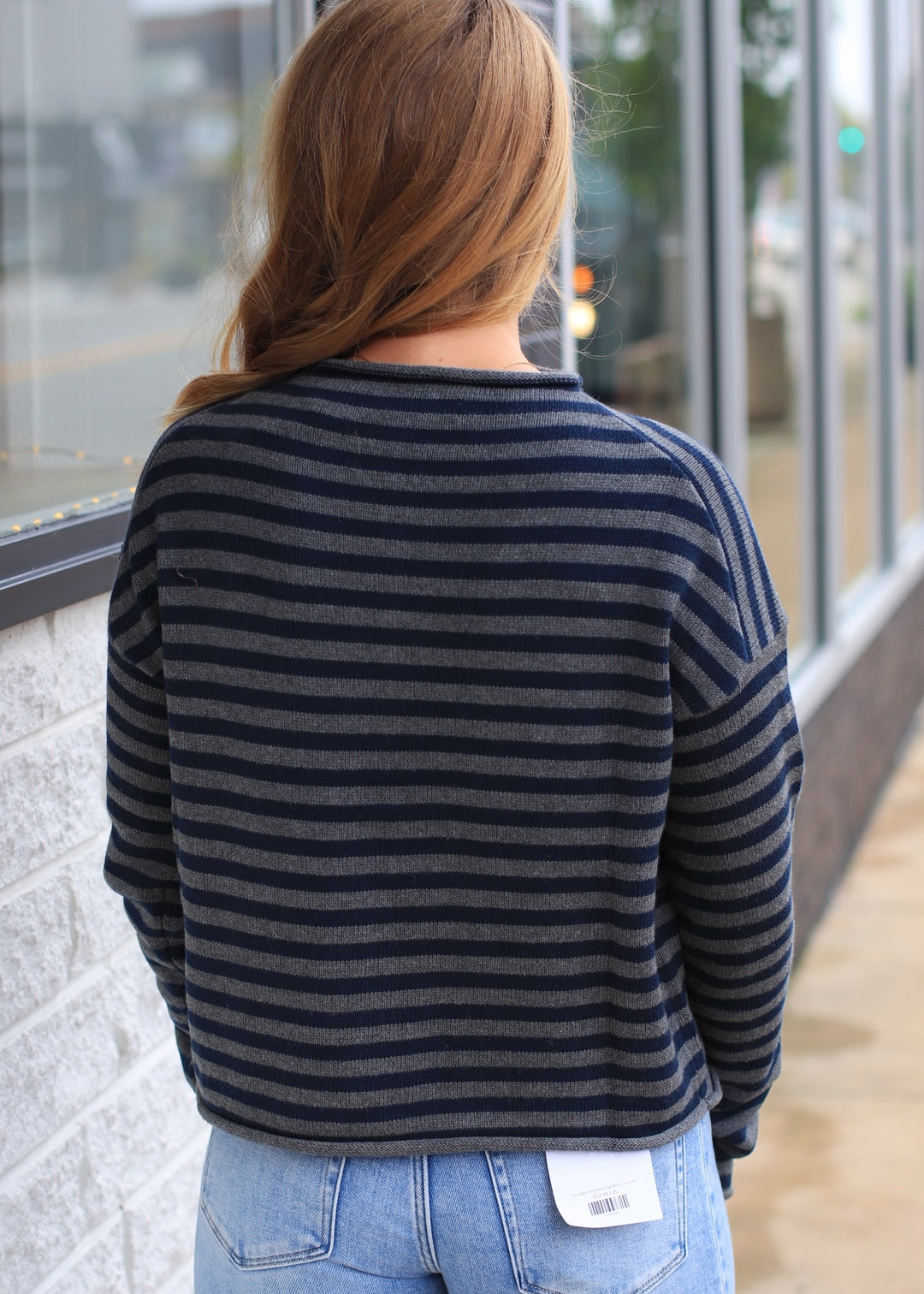 Elina Striped Collar Knit Top