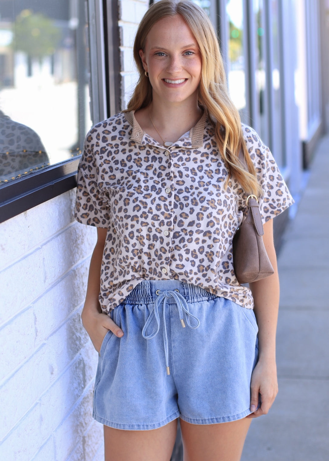 Leopard Print Button Down French Terry Cardigan
