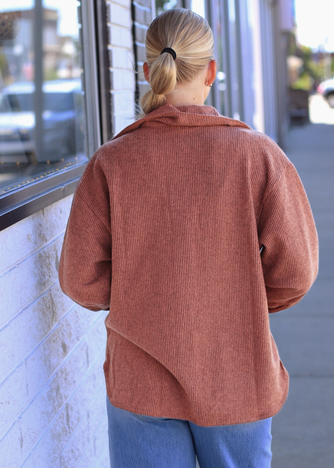 RESTOCK Fall Season Two Tone Shacket in Rust