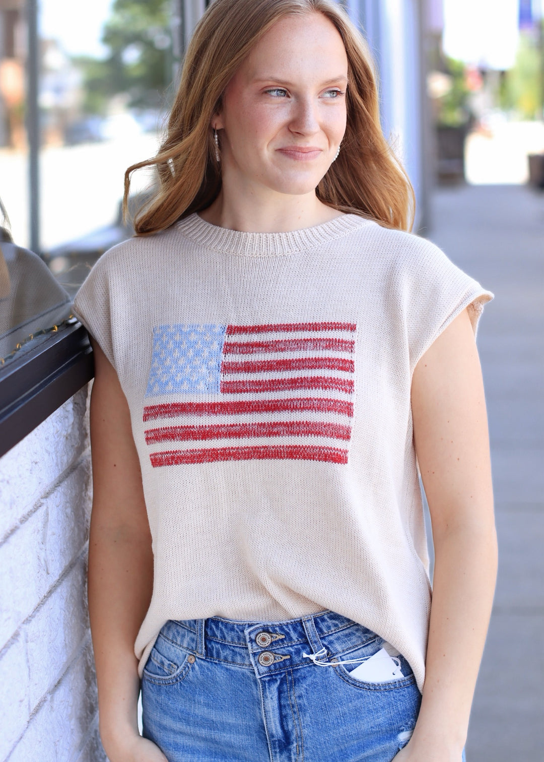 Vintage USA Flag Sweater Top