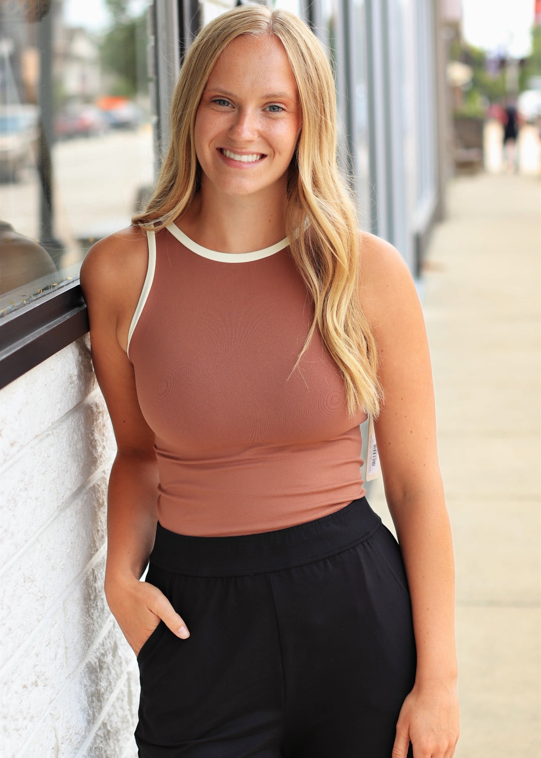 Seamless Reversible Tank in Mocha/Ivory