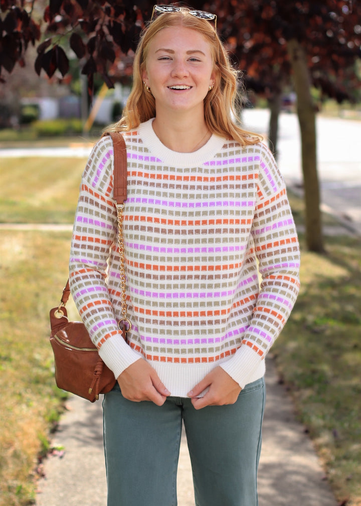 The Sunset Stroll Multi-Color Striped Pullover