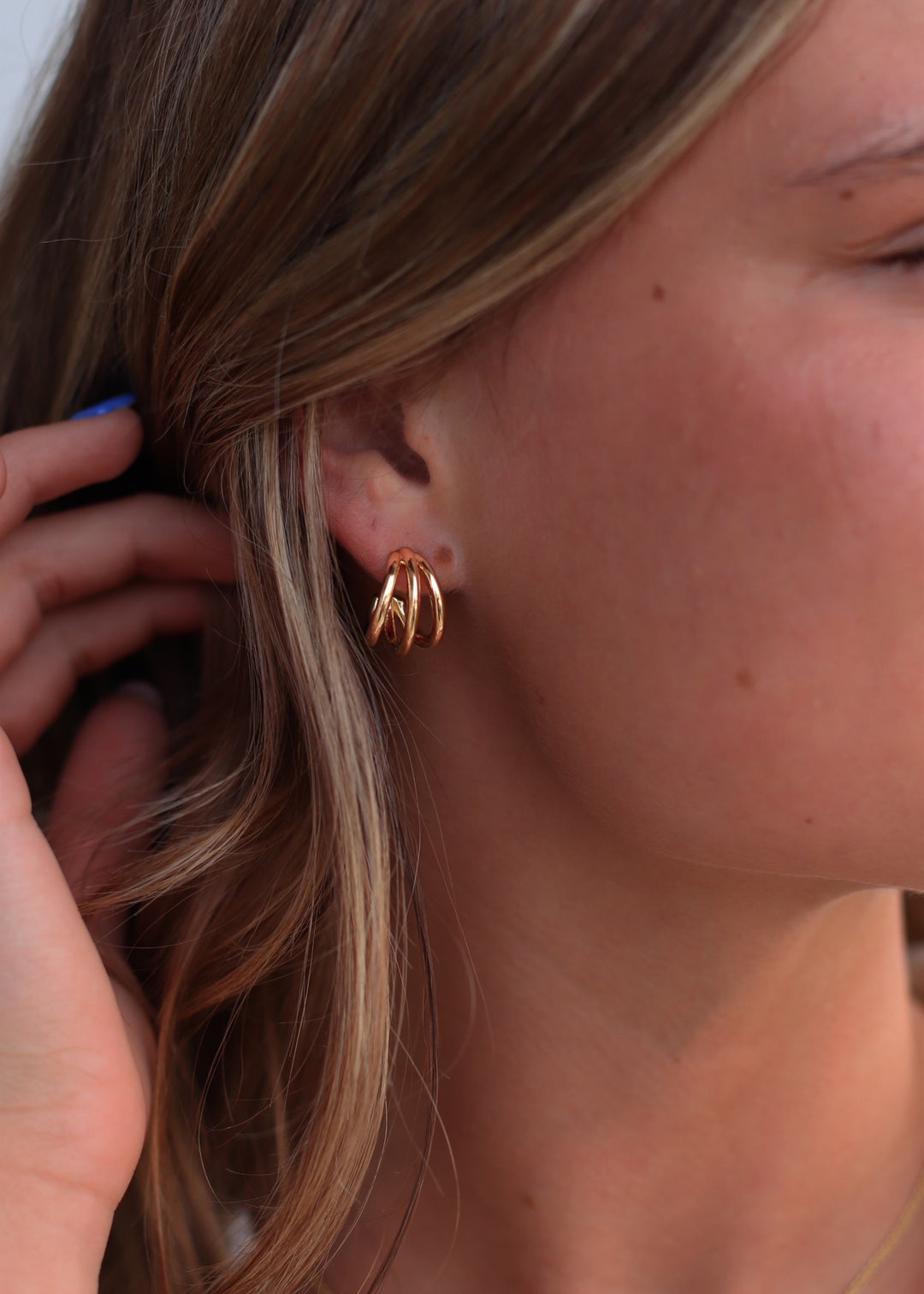 14K Gold-Dipped Double Ring Post Earring