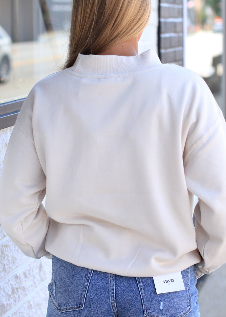 The Lake House Mockneck Sweatshirt in Beige