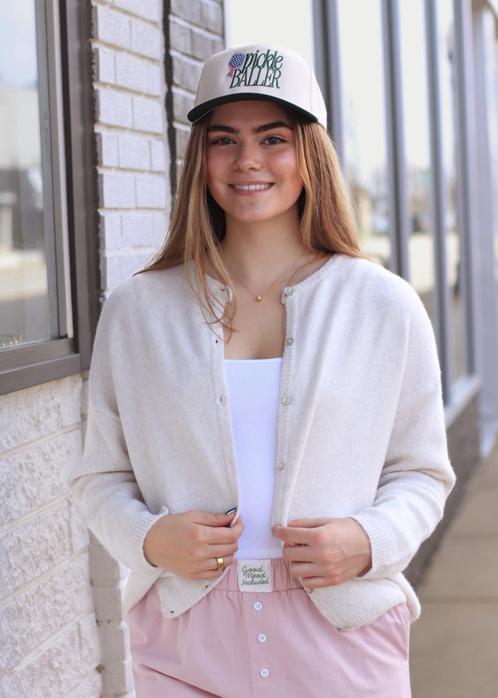 RESTOCK Ivory Ease Crew Neck Sweater Cardigan