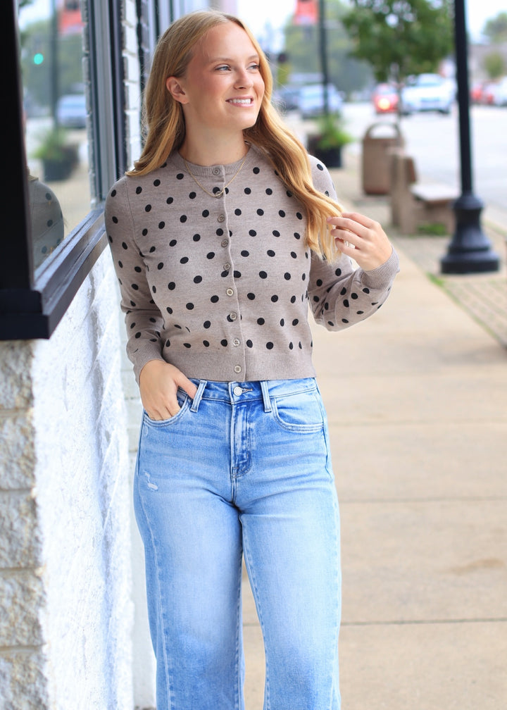 Dotted in Taupe Cardigan