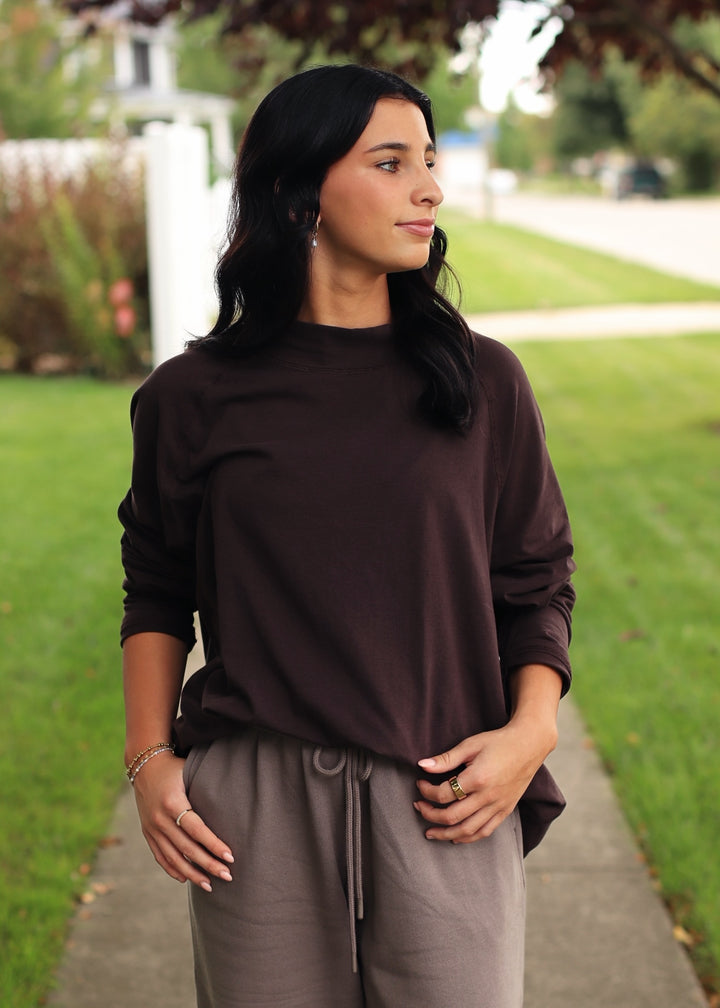 Pima Cotton Mock-Neck Raglan Tunic