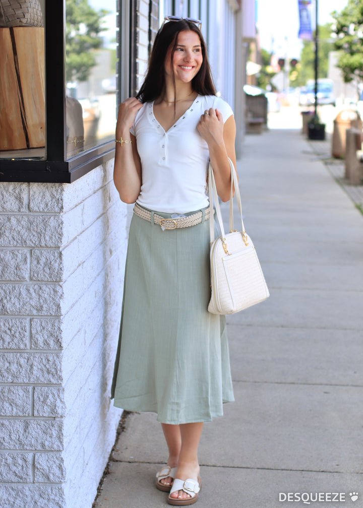 CLEARANCE FINAL SALE  The Olive Hour Midi Skirt