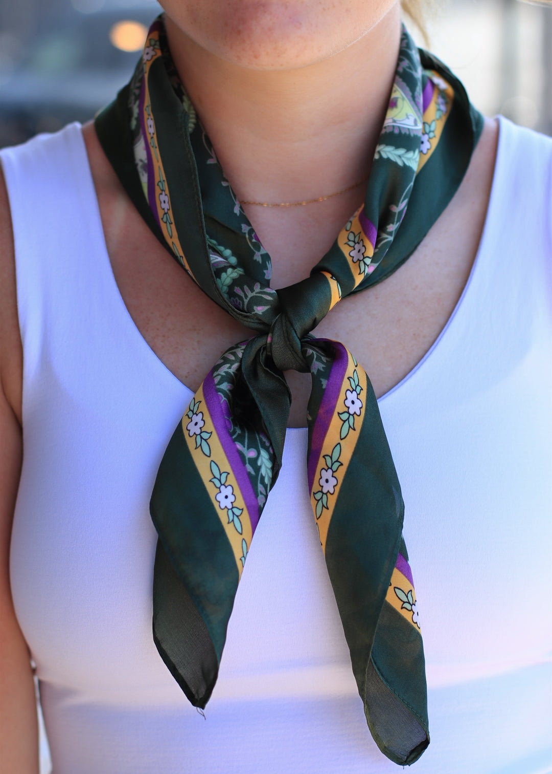Paisley Floral Print Satin Square Scarf