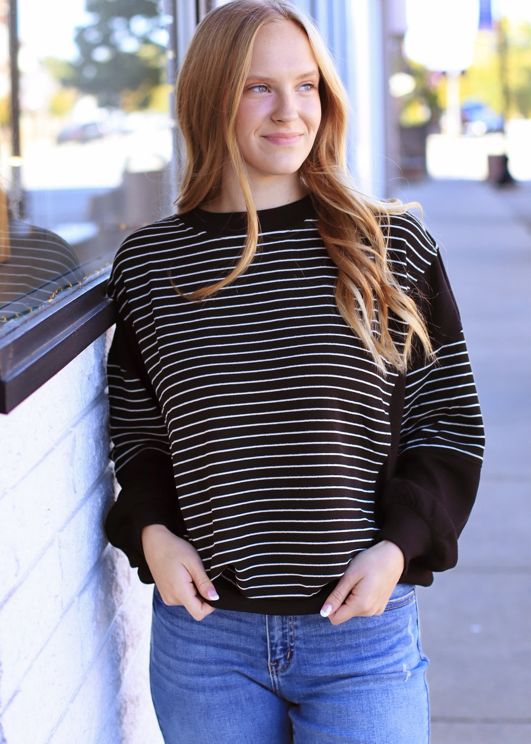 The Fragment Stripe Top in Black