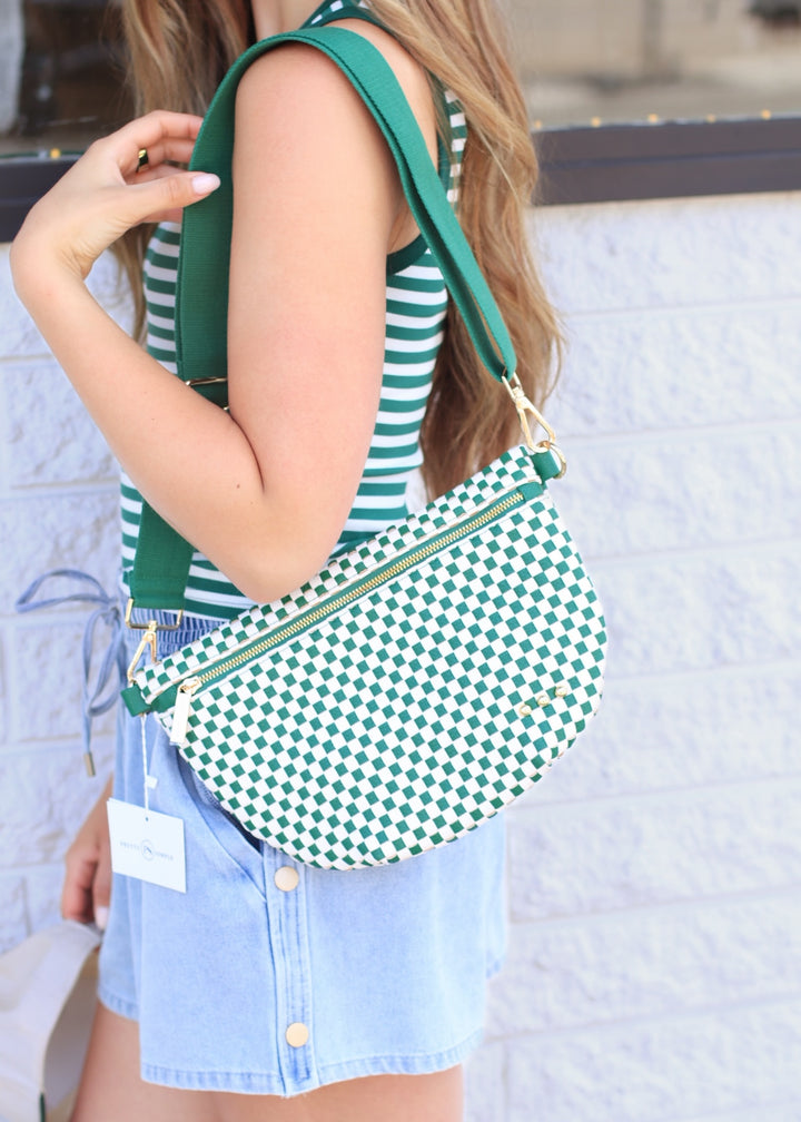 Westlyn Woven Bum Bag in Emerald Checkered