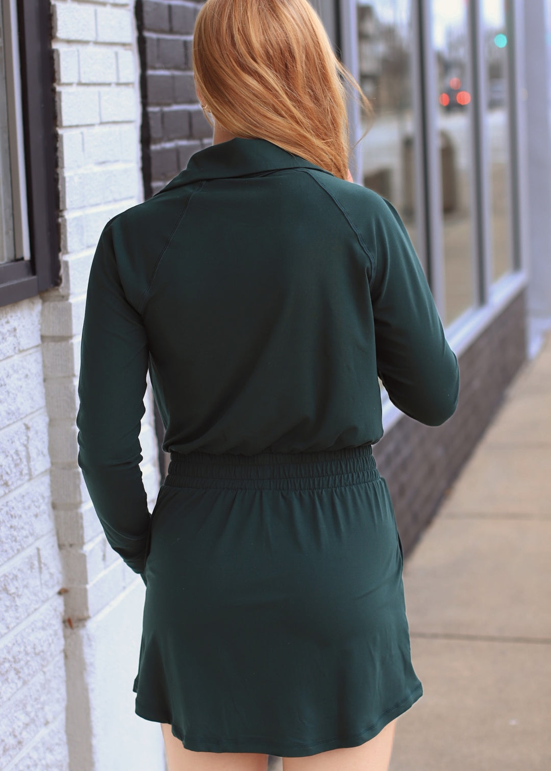 Butter Soft Quarter Zip Romperskirt in Regency Green