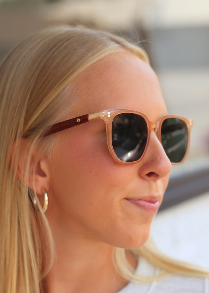 Wood Grain Square Sunglasses