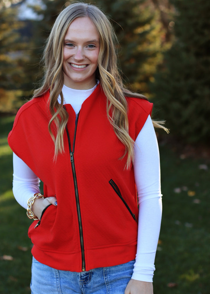 CLEARANCE FINAL SALE Riley Modern Vest in Red