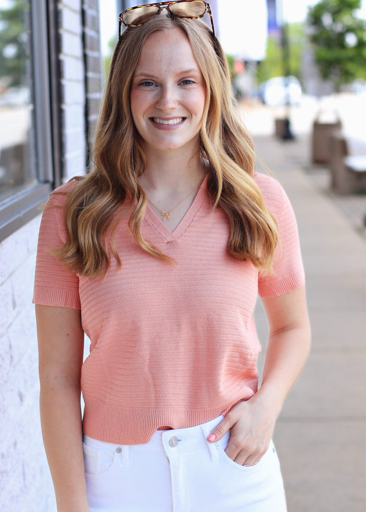 Penelope Textured Polo in Vintage Coral