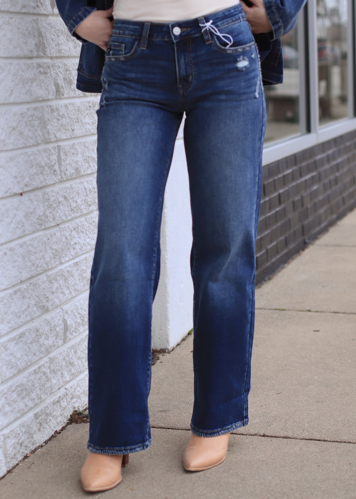 The Grindstone Mid Rise Wide Leg Jean
