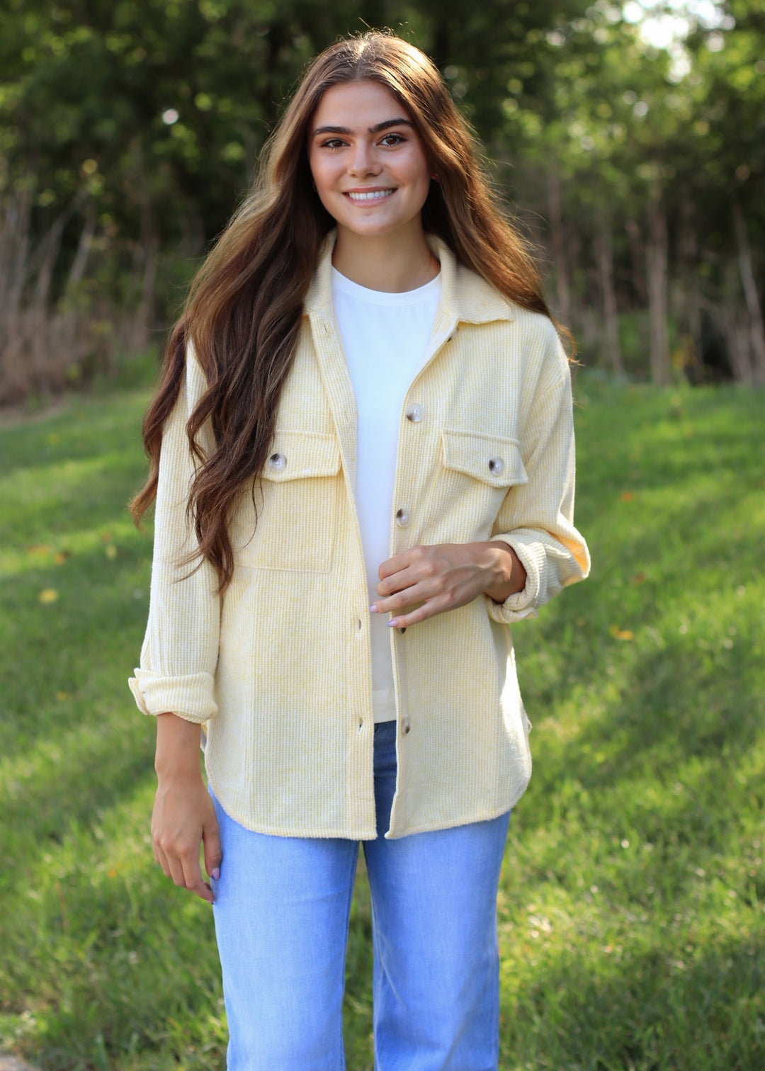 RESTOCK Fall Season Two Tone Shacket in Yellow
