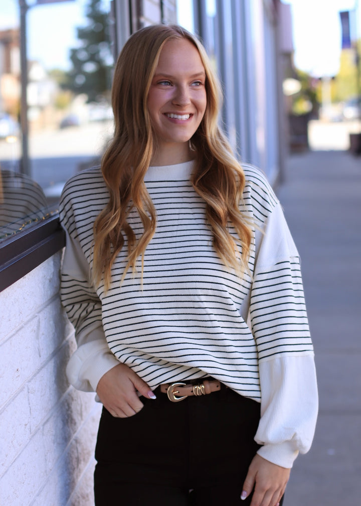 The Fragment Stripe Top in Ivory