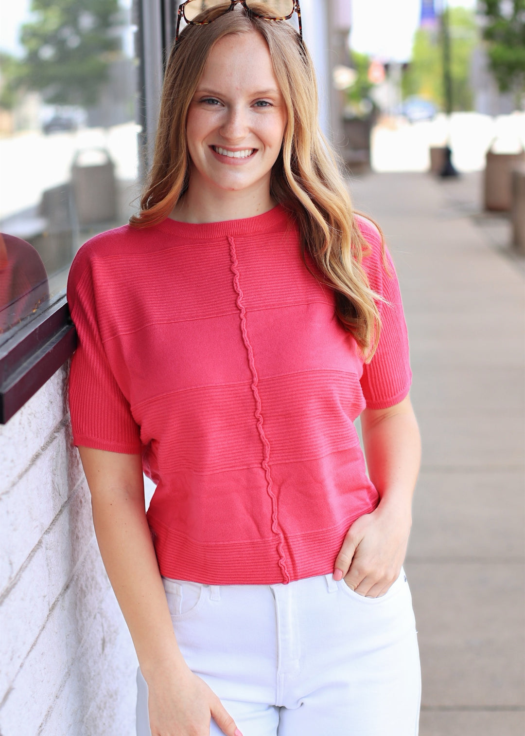 RESTOCK Fuchsia Soft Fine Gauge Elbow Dolman Top