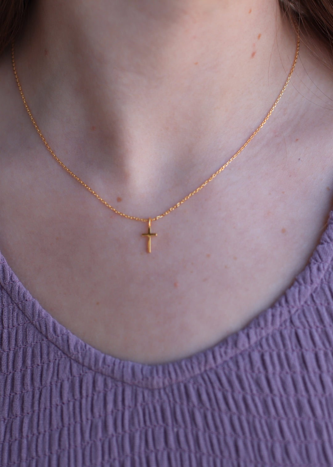 Simple Cross Pendant 18K Gold Dipped Necklace