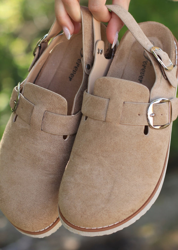 Slingback Clogs in Taupe