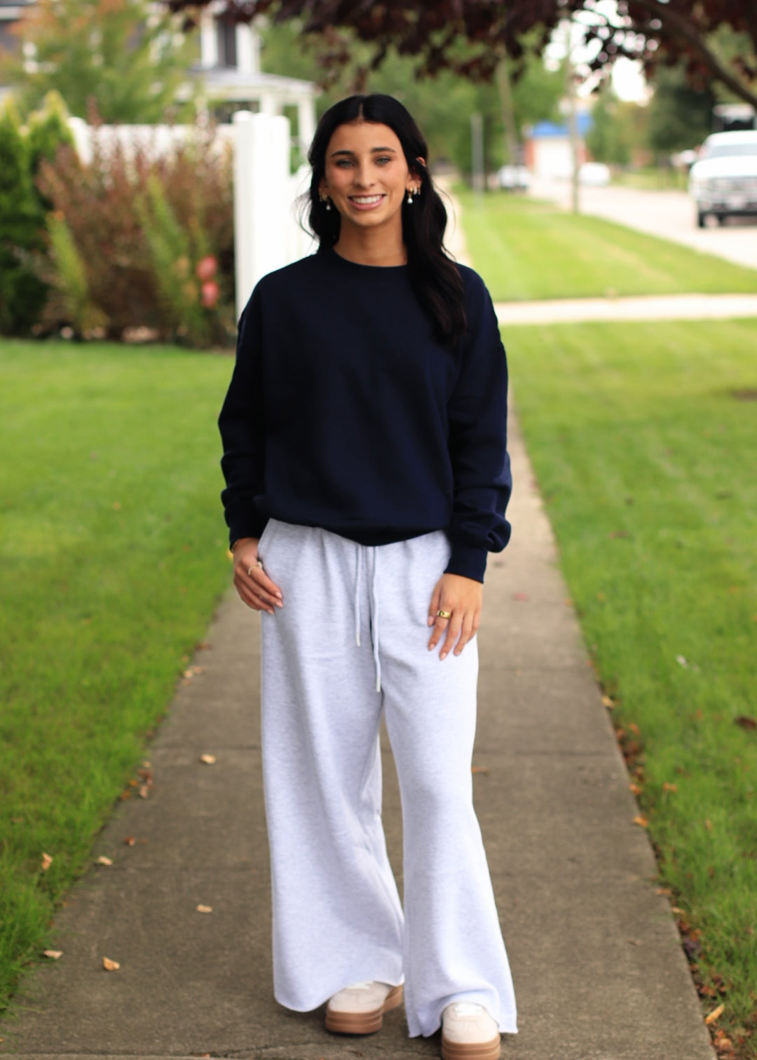 Fleece Basic Relaxed Fit Crew Neck in Deep Navy