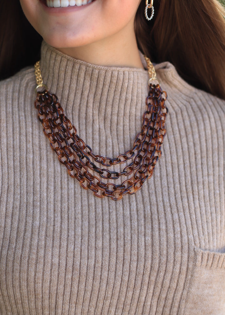 Gold Dipped Matte And Layered Acrylic Chain Statement