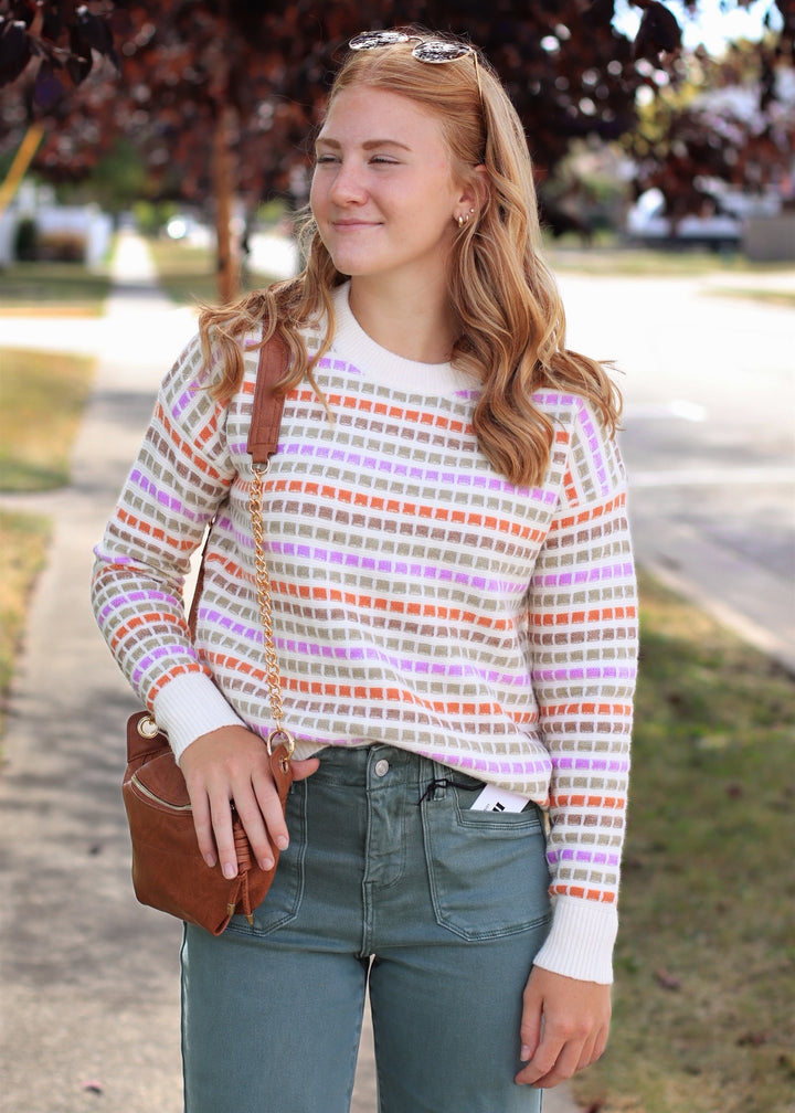 The Sunset Stroll Multi-Color Striped Pullover