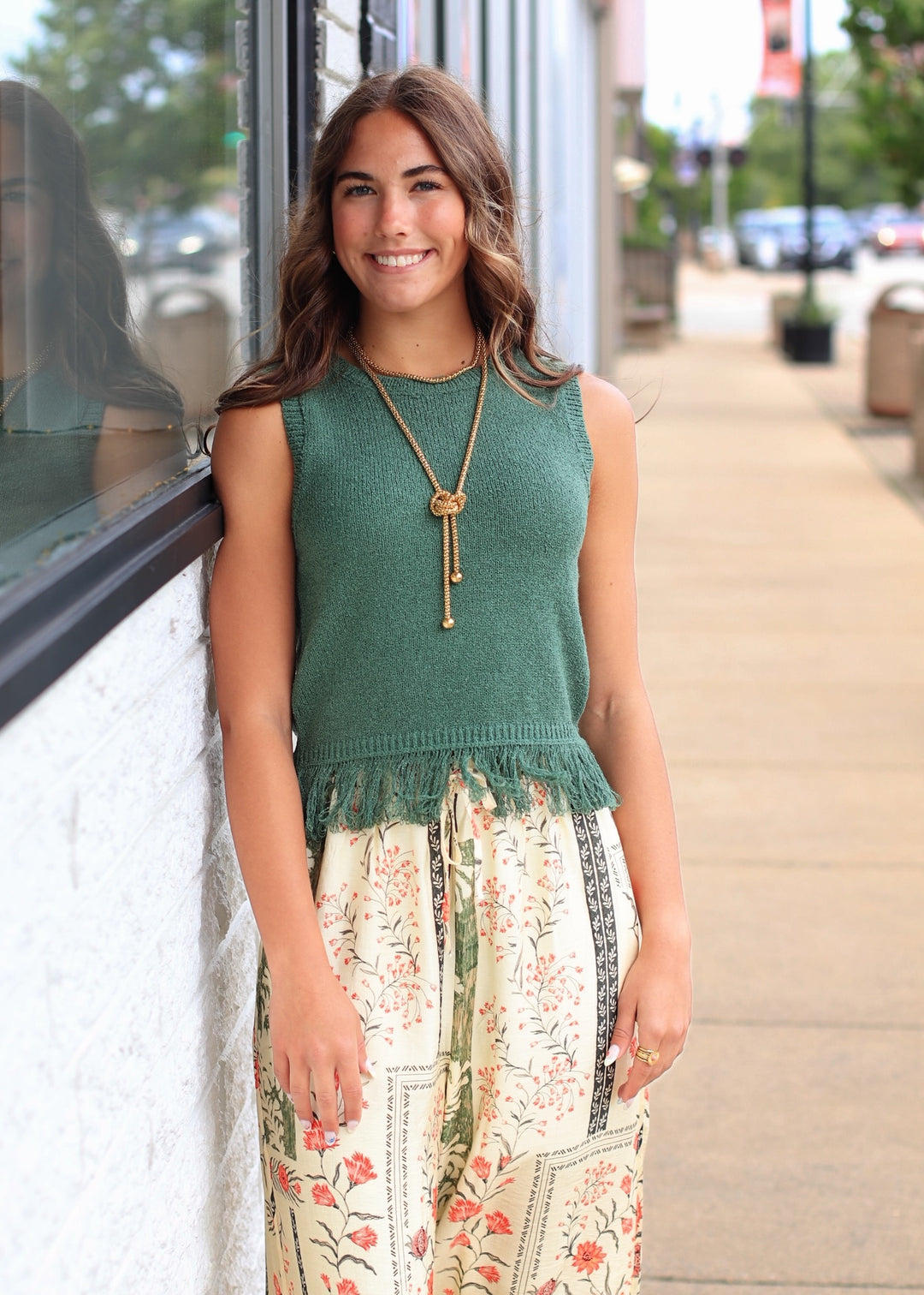 Fringe Hem Sleeveless Knit Top
