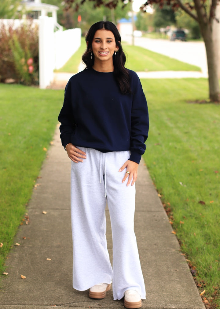 Fleece Basic Relaxed Fit Crew Neck in Deep Navy
