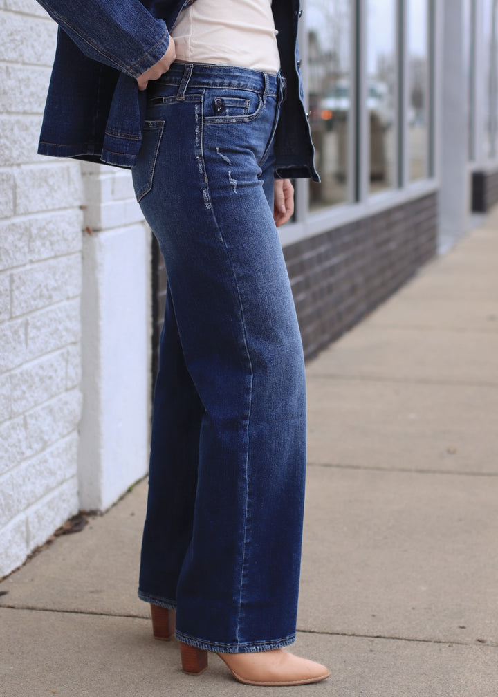 The Grindstone Mid Rise Wide Leg Jean