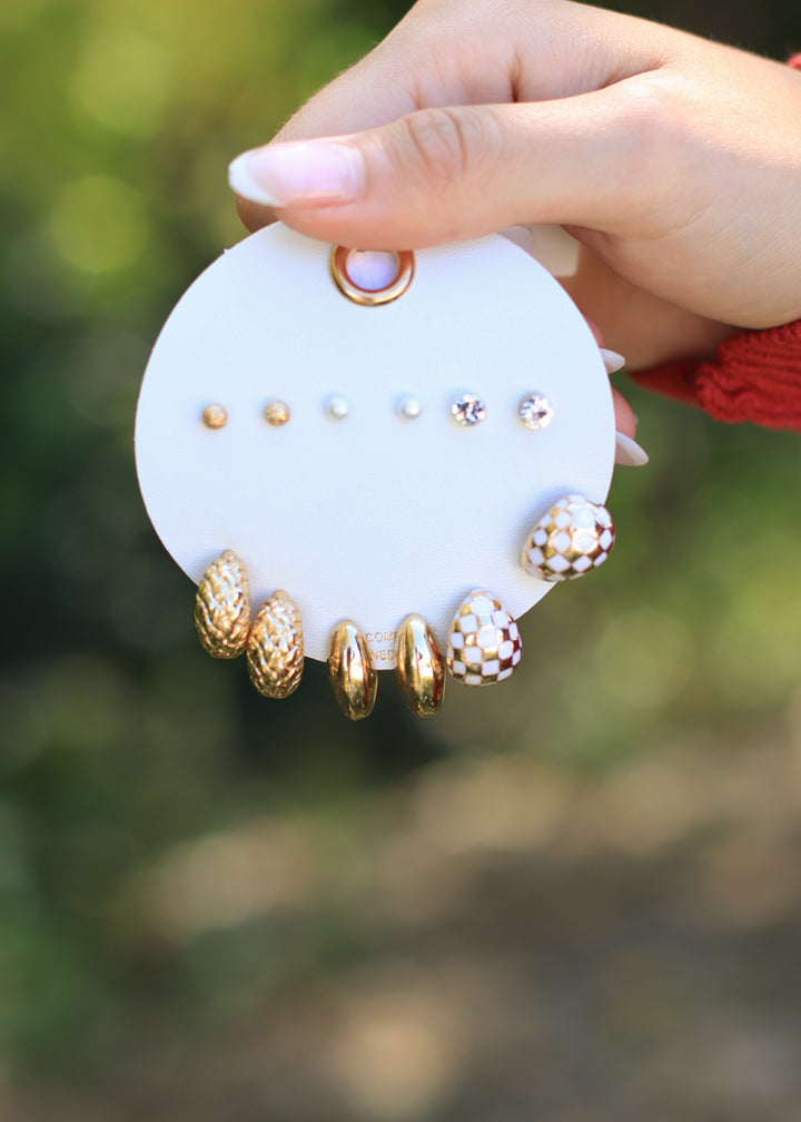 Mixed Huggie And Stud Earrings Set