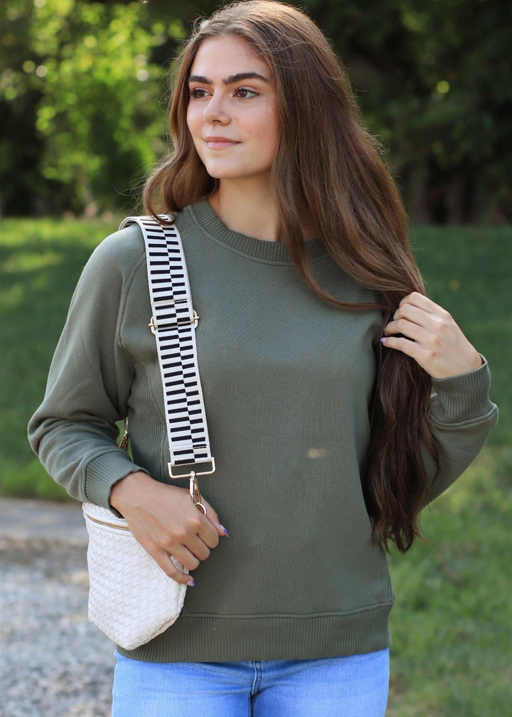 The Lottie Fleece Raglan Sweatshirt in Lt Olive