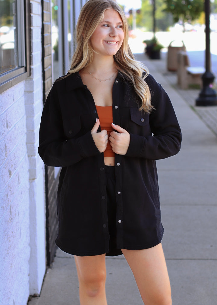 Malibu Evergreen Shacket in Black