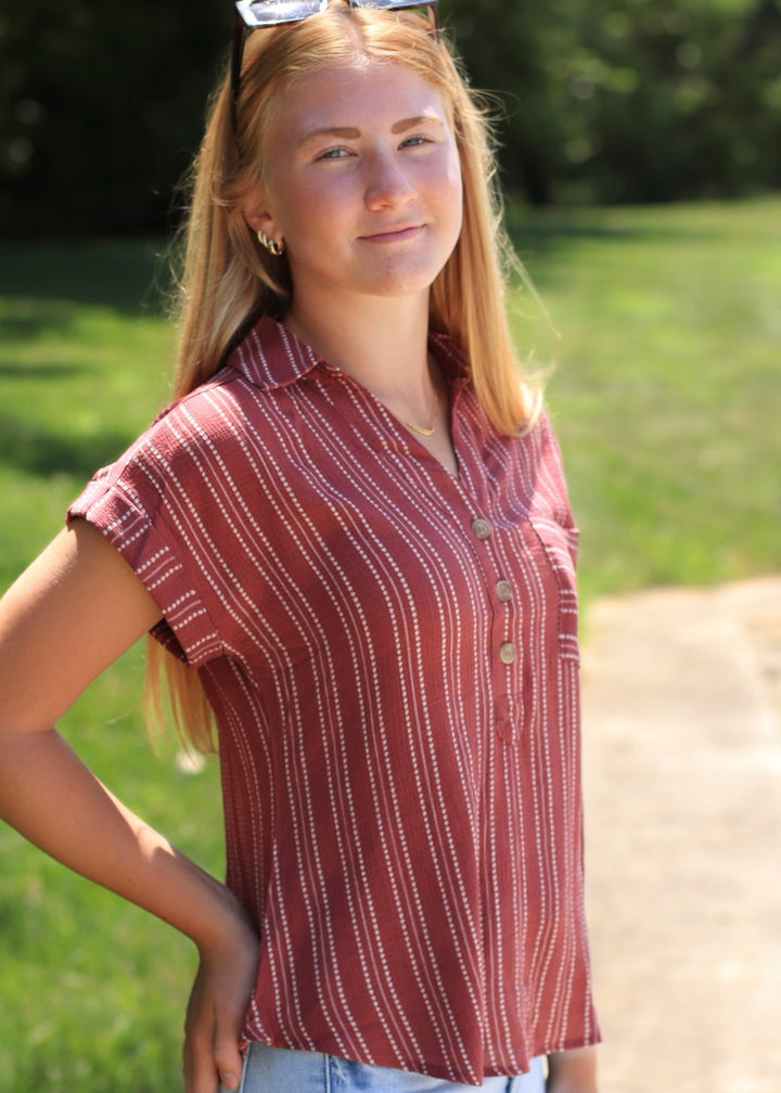 The Maren Burgundy Blouse