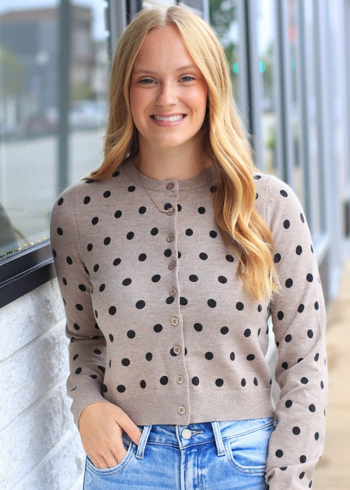 Dotted in Taupe Cardigan