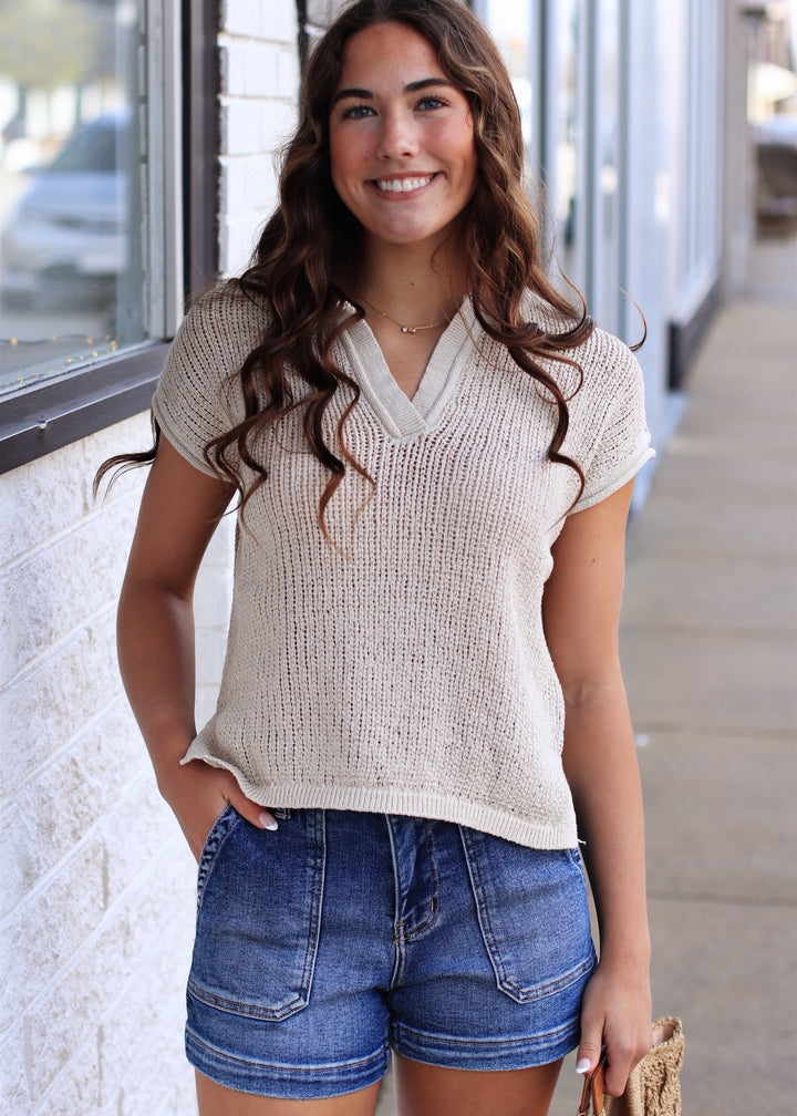 RESTOCK The Airy Knit Top in Natural