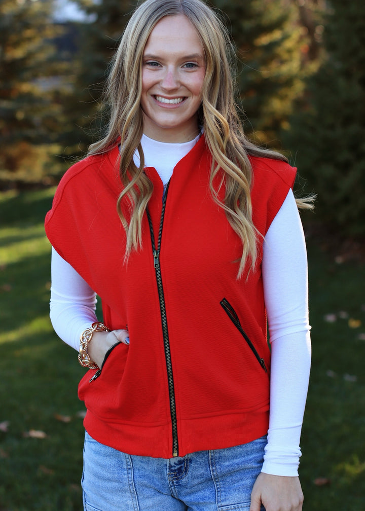 CLEARANCE FINAL SALE Riley Modern Vest in Red