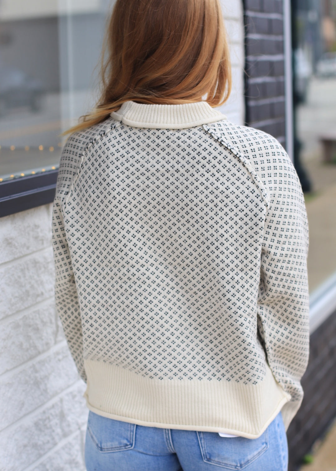 Patterned Mock Neck Sweater