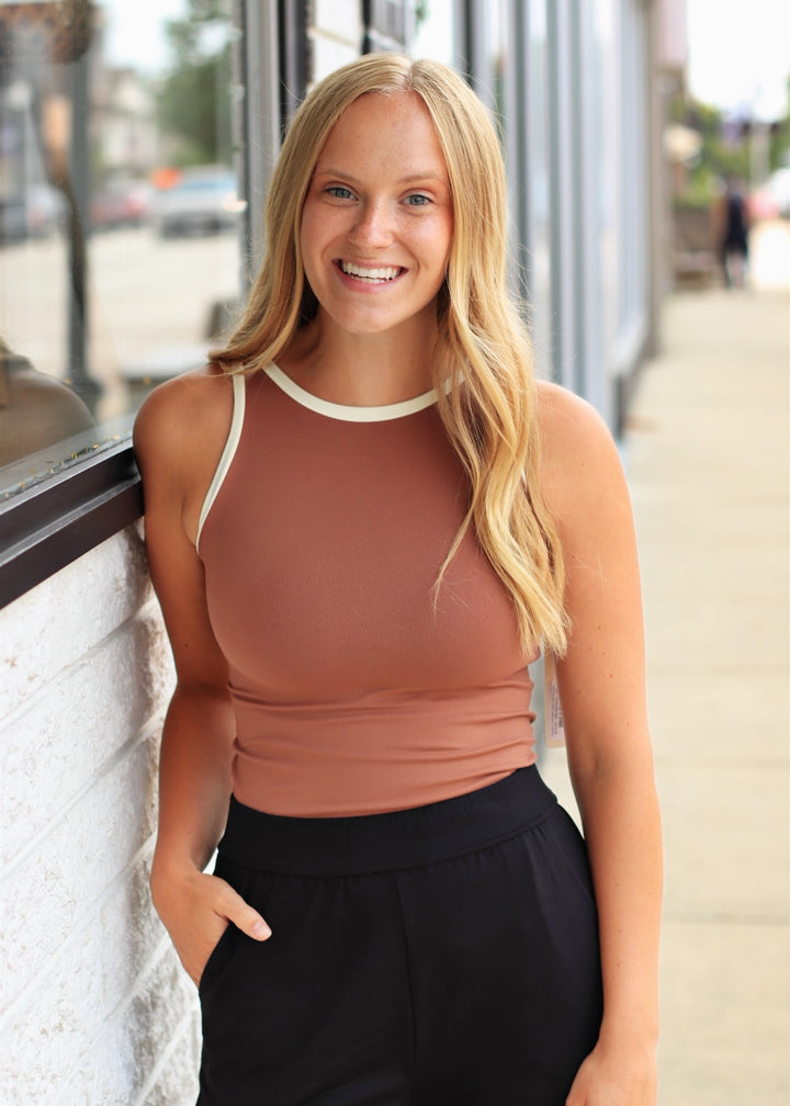 Seamless Reversible Tank in Mocha/Ivory