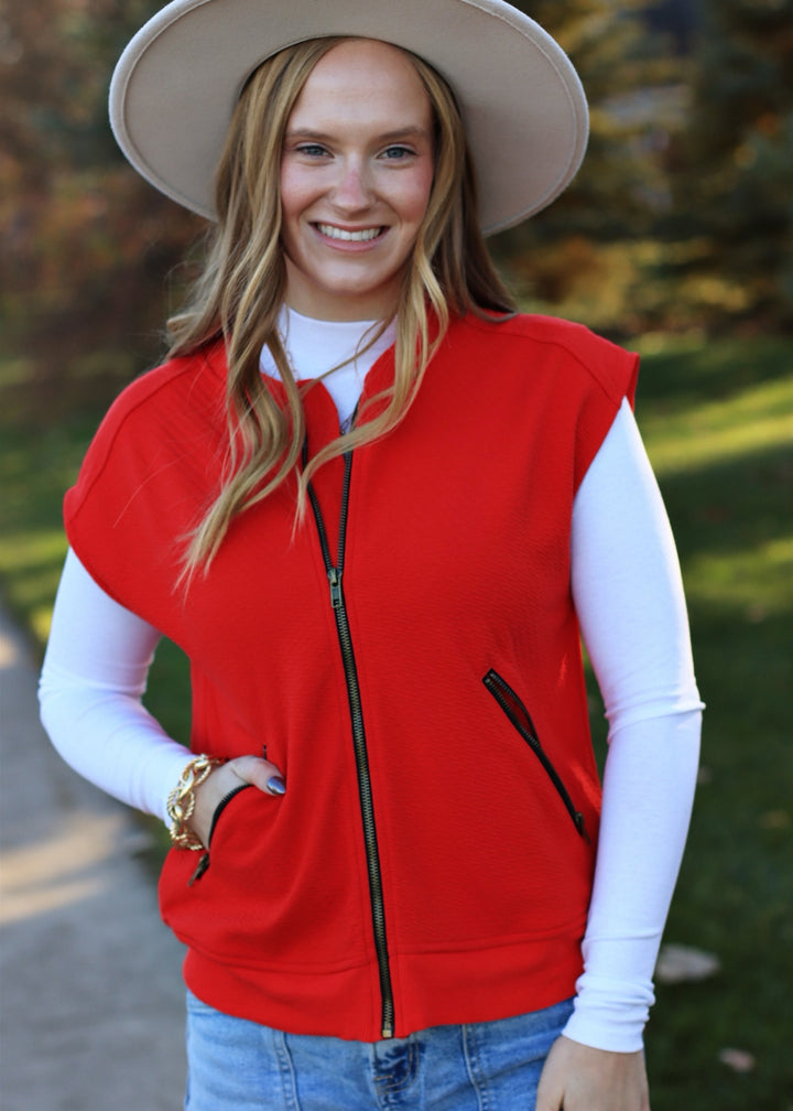 CLEARANCE FINAL SALE Riley Modern Vest in Red